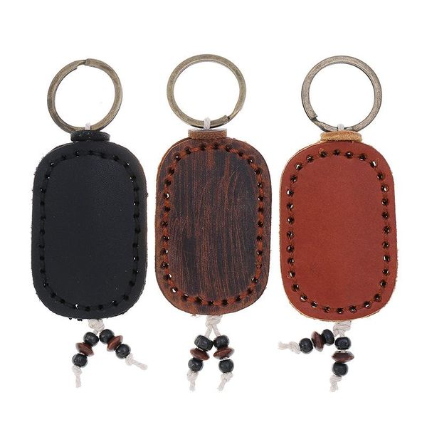 

keychains cowhide genuine leather pocket for car keys ring women men accessories handmade 2021 gift bag pendant llavero, Silver