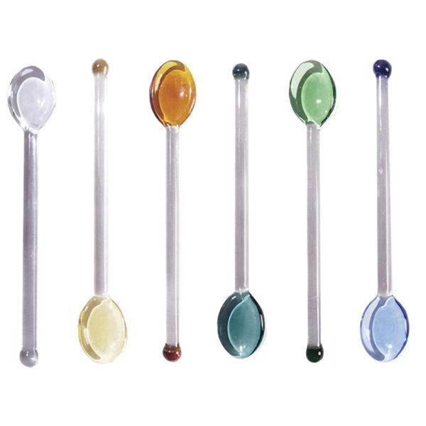 

spoons 6pcs clear glass coffee spoon dessert cake scoop long handle for home