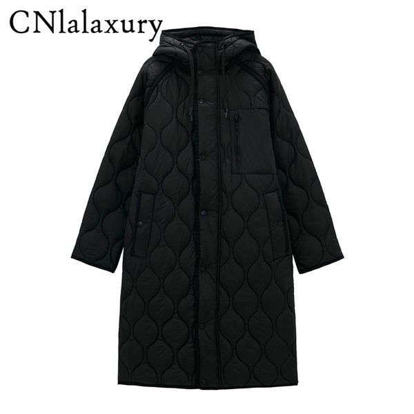 

new autumn winter vintage green womens parka jaet coat casual hooded overcoats female warm loose long oversize outwear ladies, Black