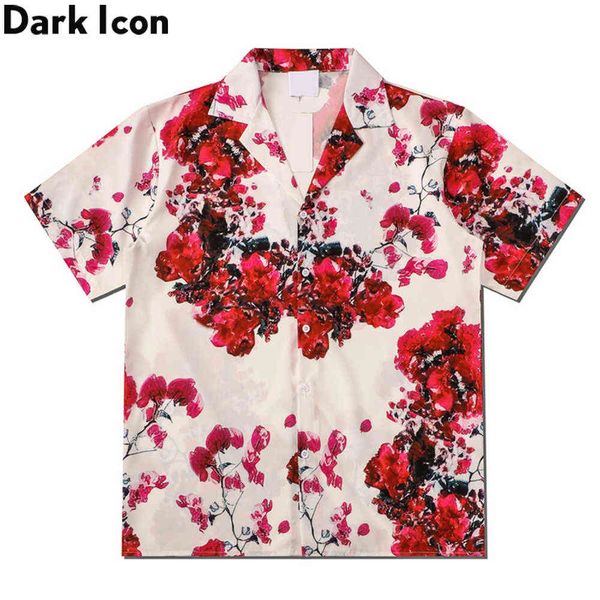 

dark icon floral printed polo shirt men summer vintage street men's s hawaiian man 210809, White;black
