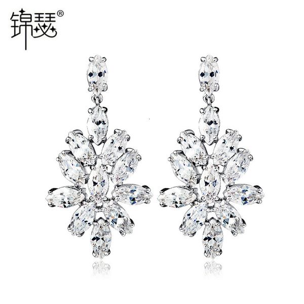 

jewelry charm stud love blooming bride aaa zircon earrings dinner, Golden