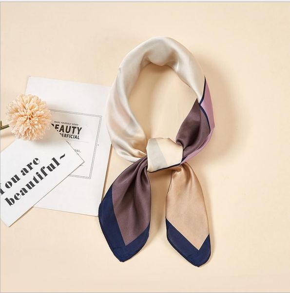 

scarves design women silk scarf square neck shawl foulard lady solid hair band kerchief hijab wear accessories and neckbands, Blue;gray