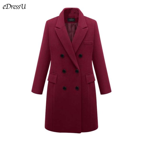 

autumn winter coat women straight long coat wool blend jacket elegant burgundy black jacket office lady coat mk-3432 210929