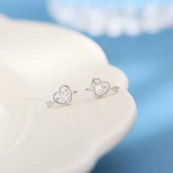 

stud earrings heart for women zircon crystal simple temperament fashion korean girlfriend wedding jewelry gifts boyulige, Golden;silver