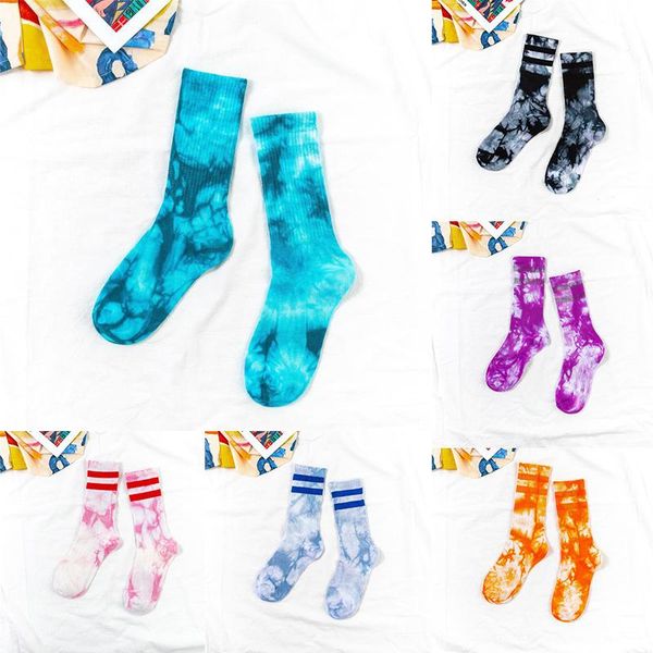 

fashion men women funny graffiti tie dyeing crew socks skateboard breathable cotton cute harajuku hiphop tube sock & hosiery, Black;white