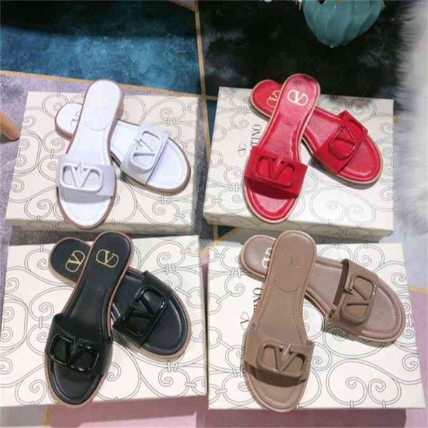 

vt hualun flat slippers with large v-button in the same color, Black