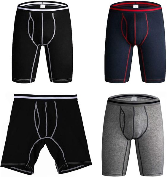 

underpants 3 pack long leg men's boxer shorts briefs cotton multipack open pouch sports underwear panties men, Black;white