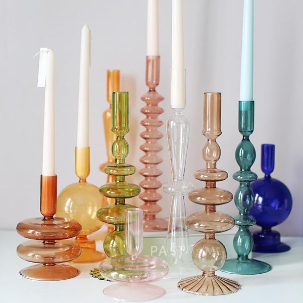 

glass candle candlestick decoration korean brown irregular column art high borosilicate handmade home ornaments holders