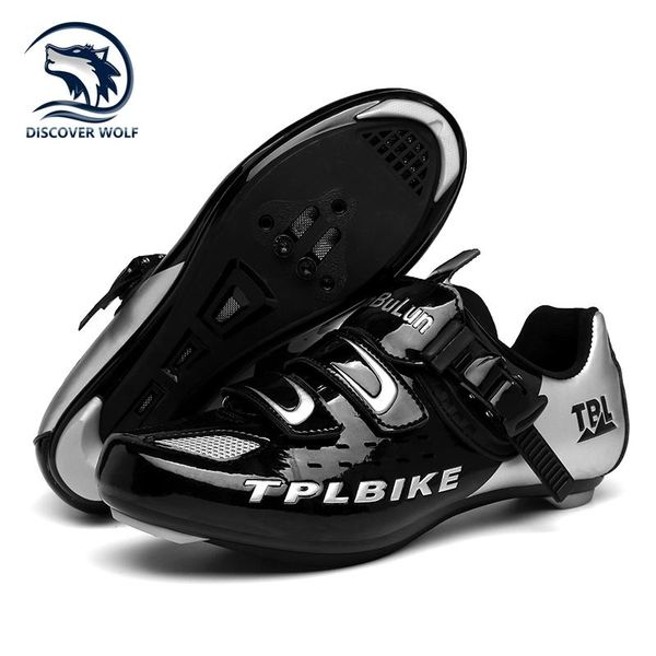 

cycling footwear professional racing road bike shoes men outdoor non-slip mtb bicycle sneakers breathable self-locking sports cleat, Black