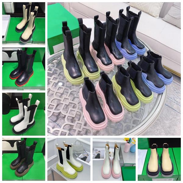 

2022 new women luxury designer shoes tire leather boots ladies ankle haif cowskin chelsea zipper boot autumn winter martin fashion camfort s, Black