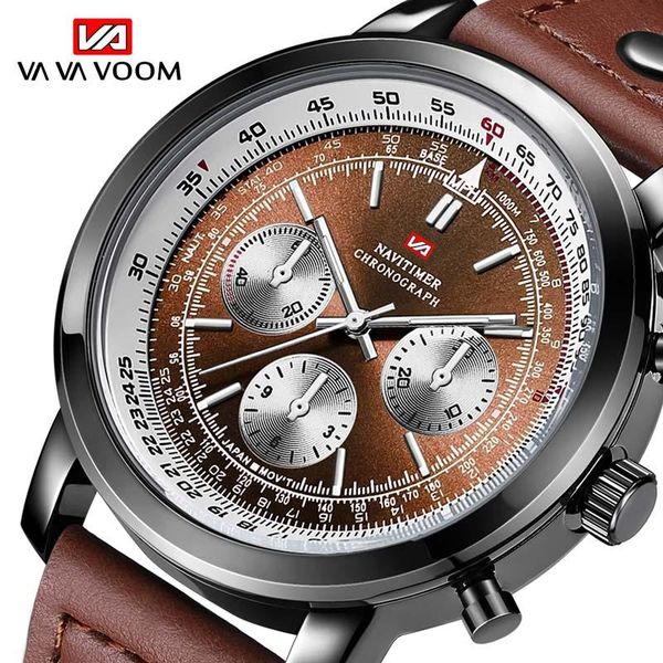 

wristwatches 2021 fashion trend men's quartz watches leather strap casual military watch relogio masculino business clock, Slivery;brown