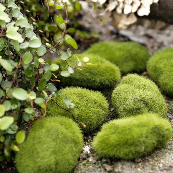 

1pc stone moss miniature dollouse garden craft fairy bonsai plant decor marimo artificial foam green decorative flowers & wreaths