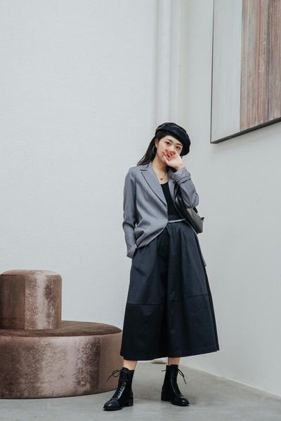 

boots 2021 winter thick heel square toe color matching lace-up ankle, Black