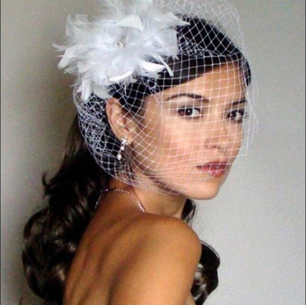 

bridal veils arrival tulle wedding with hand made feather flower birdcage for accessories, Black
