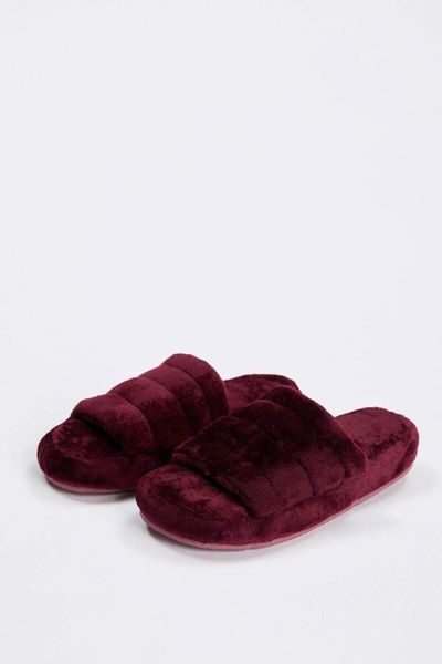 

female maroon plush home slipper ponky slippers, Black
