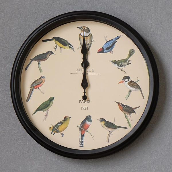 

european art wall clock vintage glass living room pastoral bird klokken wandklokken household products bl50wc clocks