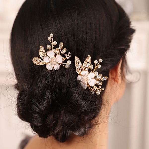 

vintage gold wedding hair comb set of flower leaf bridal hair clip for bride hair ornaments women girl jewelry, Silver