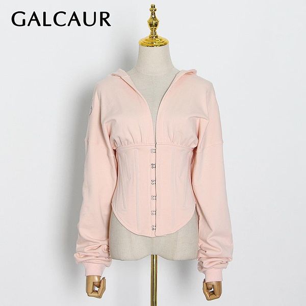 

women's hoodies & sweatshirts galcaur casual sweatshirt for women hooded collar long sleeve tunic slim knitted pullovers asymmetrical f, Black
