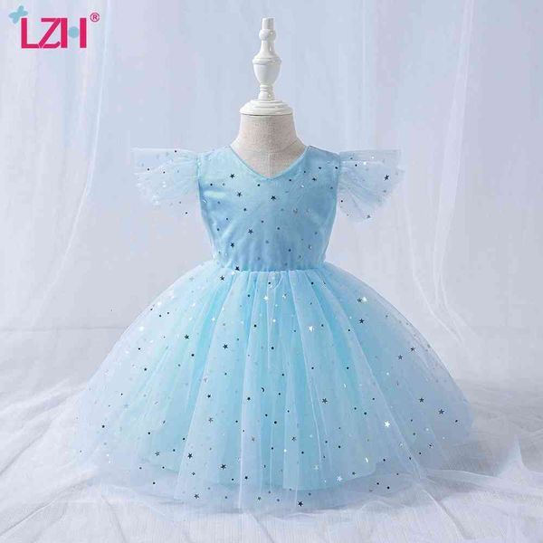 

girl's lzh new infant girl tulle baptism dresses star sequin printing girls dress 1 year birthday party wedding baby clothes 1023, Red;yellow