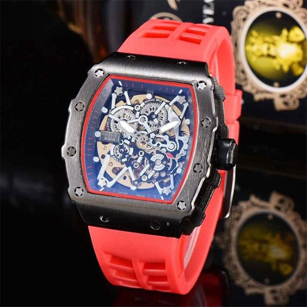 

wristwatches men sport watch fashion skeleton richard watches rubber strap limited edition automatic mechanical wristwatch reloj hombre, Slivery;brown