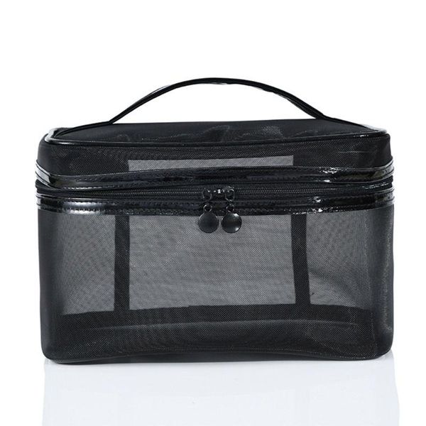 

clear black mesh zipper makeup bag female see through cosmetic organizer travel portable shower toiletry pouch case storage boxes & bins