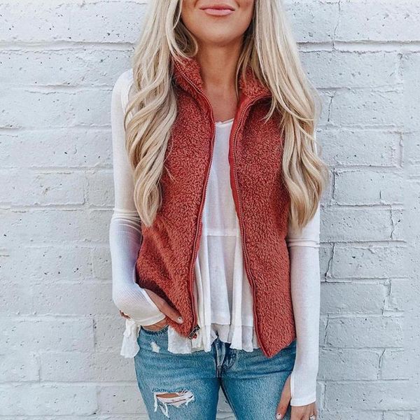 

women's vests waistcoat for women chalecos para mujer faux fur solid casual sleeveless warm vest cashmere cardigan j30, Black;white