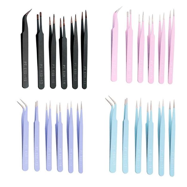 

nail art equipment straight and curved elbow acrylic gel rhinestones picking tool anti acid nipper gem decor eyelash diy tweezers, Silver
