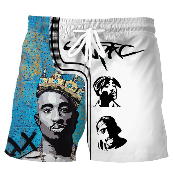 

cloocl hip hop singer 2pac 3d printed sports shorts mens beach pants teens boys retro street style outfits five trousers, White;black