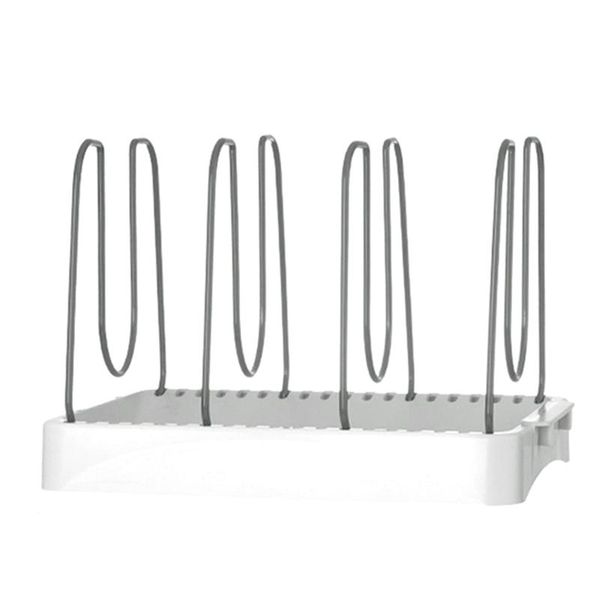 

adjustable pan organizer, cookware organizer for lid & cutting board, bakeware rack storage kitchen organization