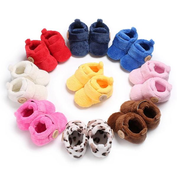 

first walkers style leopard infant boys girls shoes keep warm in winter flock toddlers sneakers soft bottom baby boots