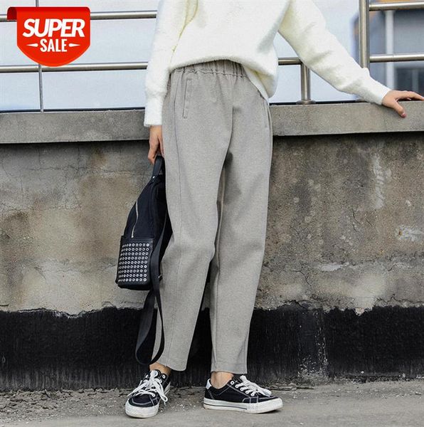 

380-0039 korean style radish woolen women's pants student trendy all-match loose casual harem #z592, Black;gray