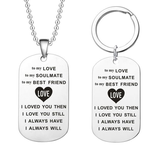 

to my love friend keychain necklace european and american fashion jewelry couples gift stainless steel letter diy customized wholesale, Silver