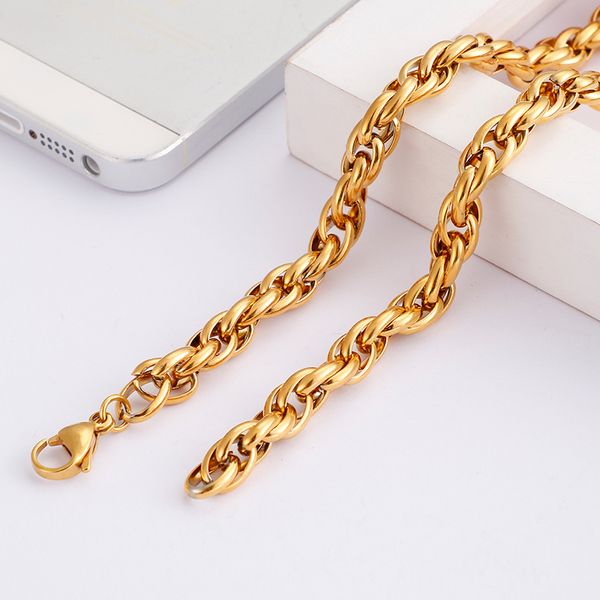 

plated gold jewelry punk stainless steel huge rope chain necklace for mens jewelry gifts 9mm 24 inch, Silver