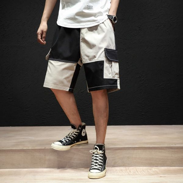 

men's shorts men multi-pocket cargo summer male fashion joggers hip hop casual short streetwear zx96 3ipk, White;black