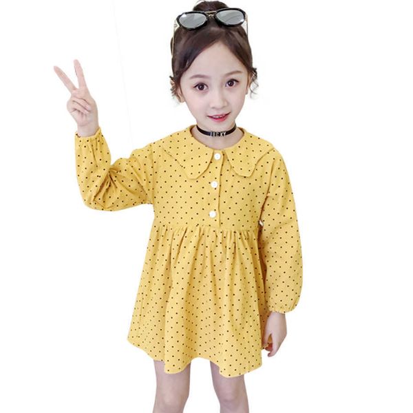 

girls dress dot pattern for summer child casual style children's costumes 6 8 10 12 14 210528, Red;yellow