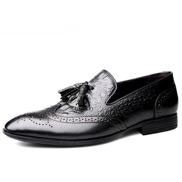 

fashion genuine leather shoes men wedding for dress plus size 36-47 formal oxford chaussure homme, Black