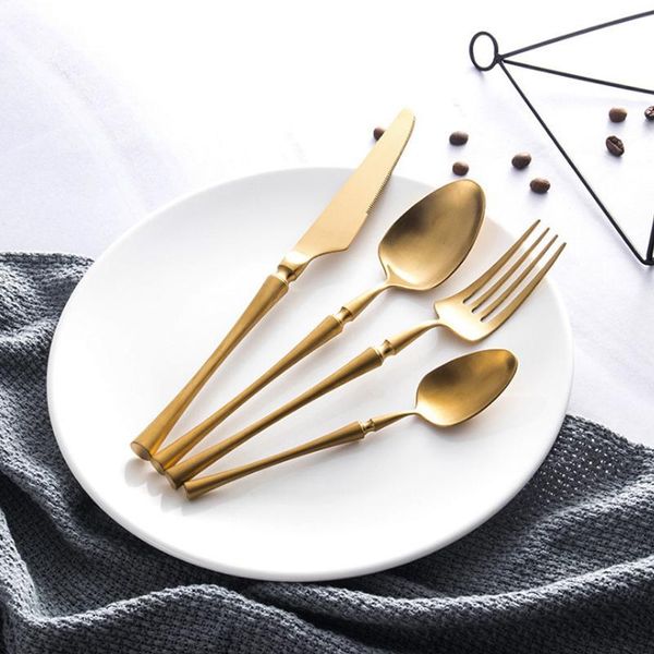 

4pc dinnerware sets stainless steel spoons forks cutlery rainbow dinner set knife fork spoon silverware kitchen tableware