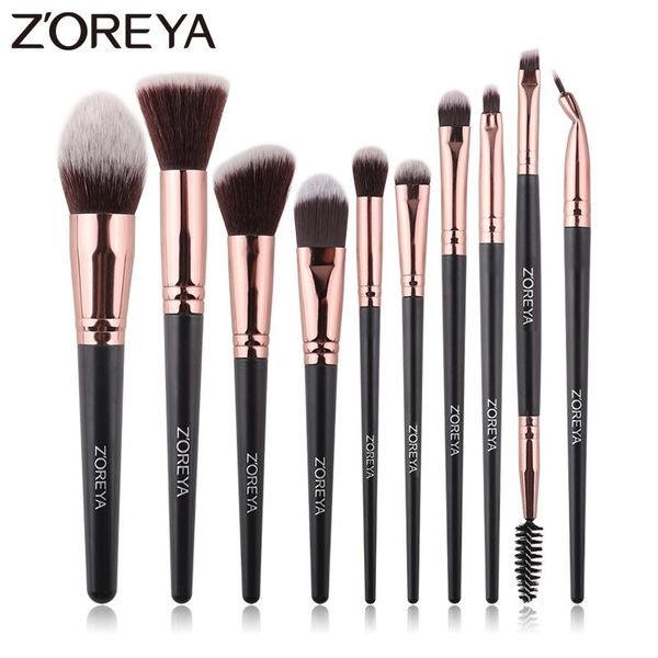 

makeup set foundation brushes soft synthetic hair black eyebrow eyelash highlighter brush 10pcs cosmetic kit