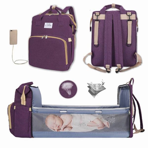 

diaper bags fashion extend portable folding crib bag baby multi-function large capacity backpack