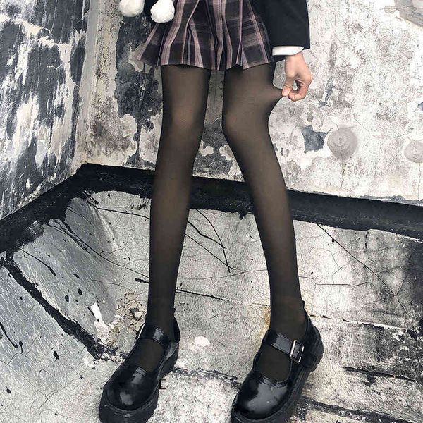 

socks big girl students autumn and winter plush thickened black silk stockings warm jk bare leg artifact fake penetrating meat leggings, Red;black