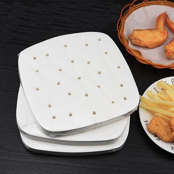 

rolling pins & pastry boards 100 pcs 7/8/9 inch air fryer steamer liners premium perforated wood pulp papers non-stick steaming mat baking c