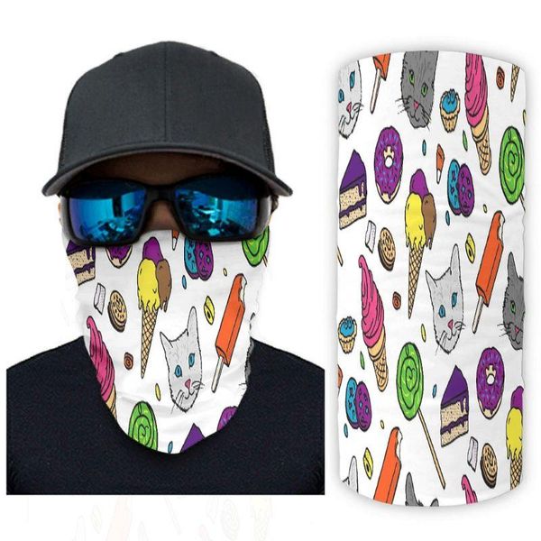 

ice cream and 12 in 1 seamless neck gaiter outdoor magic headbands for music festivals/raves/riding/outdoors women men cycling caps & masks, Black