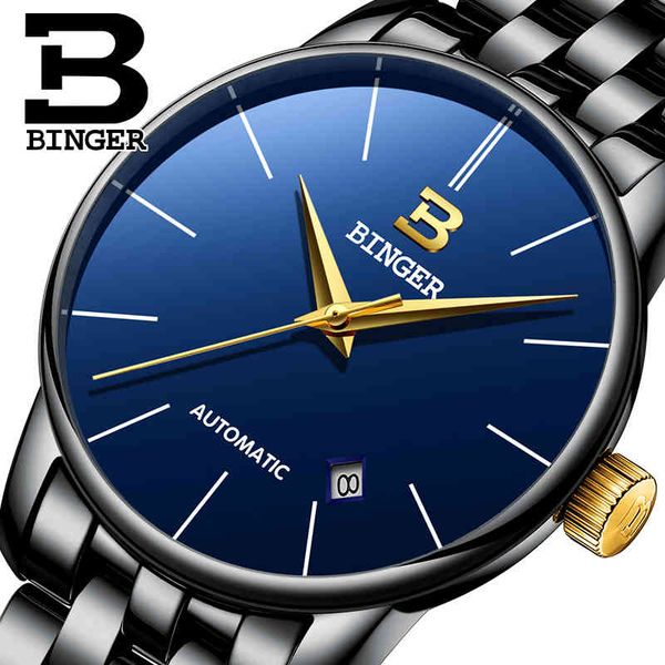 

2018 binger utra dunne mechanical watches 30 m waterproof rvs band business men brands luxury, Slivery;brown