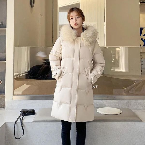 

women's down & parkas long cotton parka coat female 2021 winter warm jacket womens thicken windproof overcoat hooded jackets, Black