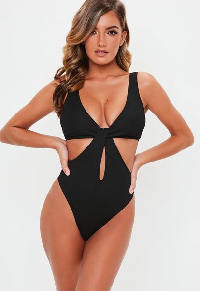 

black swimsuit halter cut out koreanswimsuitswimwear women one piece monokini luxury one-piece suits