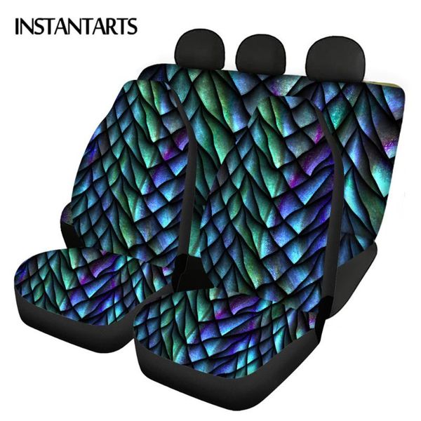

car seat covers instantarts soft cover fashion dragon scales pattern easy clean front&rear vehicle for women men set of 4