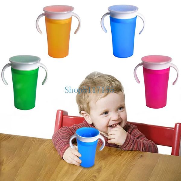

baby cups can be rotated magic cup learning drinking leakproof child water bottle 260ml copos mugs