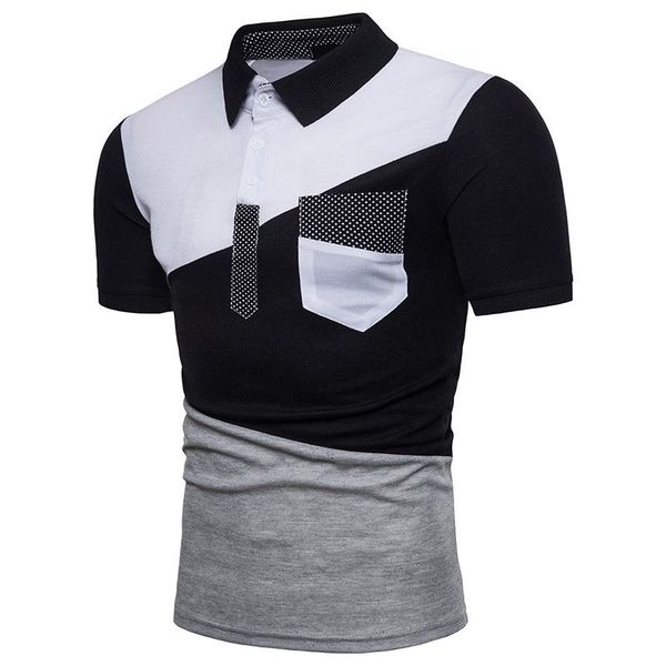 

men's polos 2021 summer fashion classic casual short sleeve shirt cotton collar stitching slim, White;black