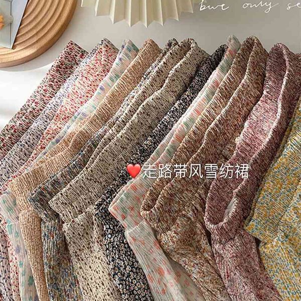 

women's pants & capris print floral pleated skirt female summer korean style casual beach for womens high-waist a-line long kz6i, Black;white