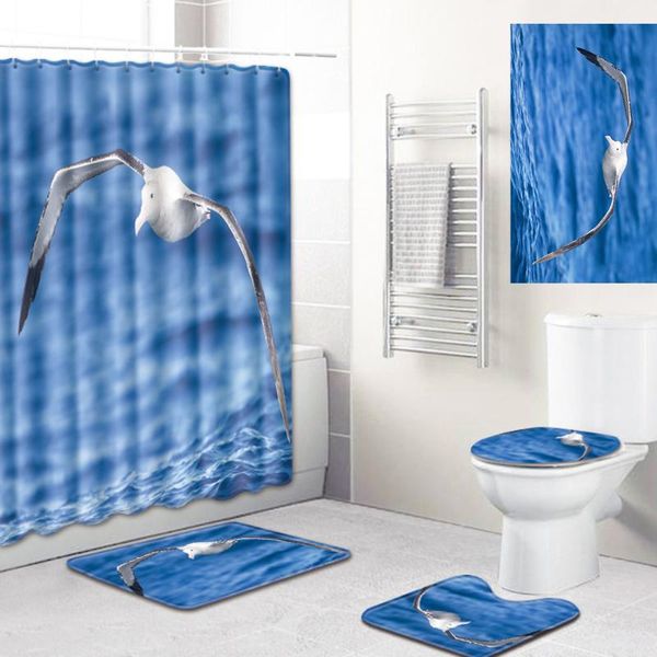 

bath mats waterproof shower curtain mat toilet cover non-slip kitchen pad five-piece carpet